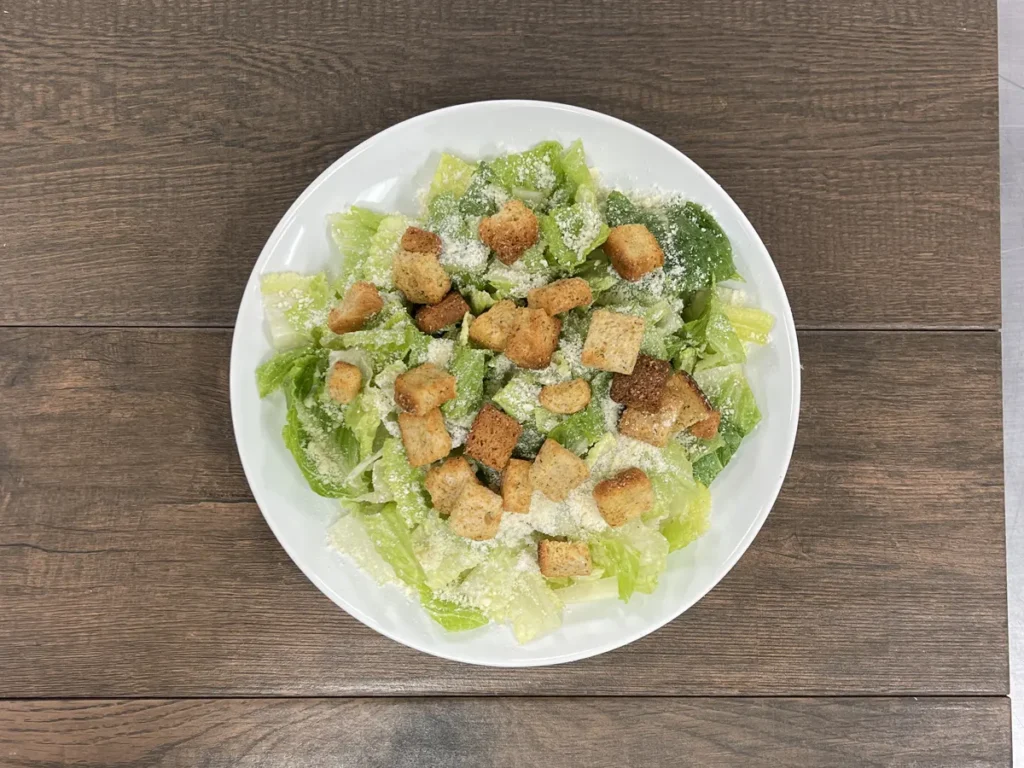Caesar salad with romaine, croutons and parmesan